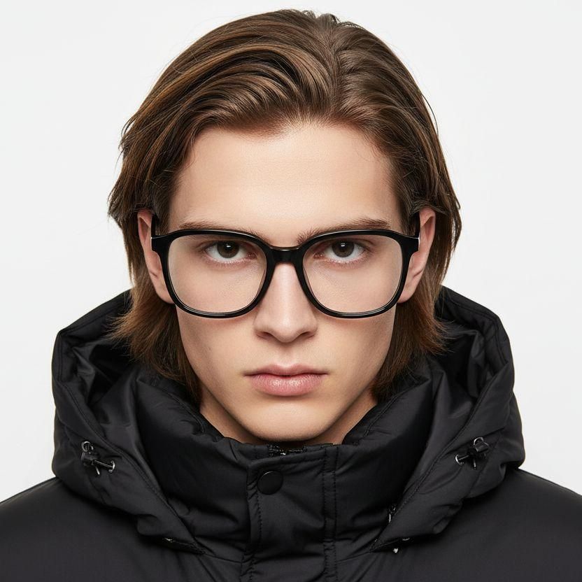 Rectangular Black Acetate Glasses #BS2012-0801