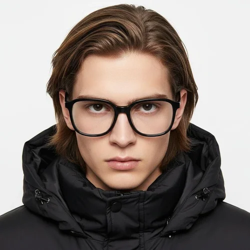 Lunettes rectangulaires en acétate noir #BS2012-0801
