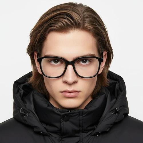 Rectangular Black Acetate Glasses #BS2012-0801