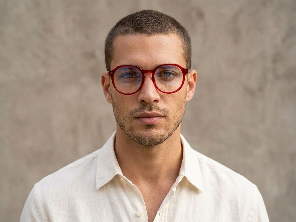 Geometric Red Acetate Glasses #BS2012-0804