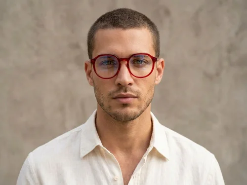Lunettes géométriques en acétate rouge #BS2012-0804