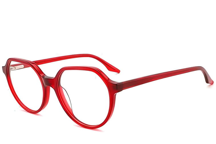Geometric Red Acetate Glasses #BS2012-0804