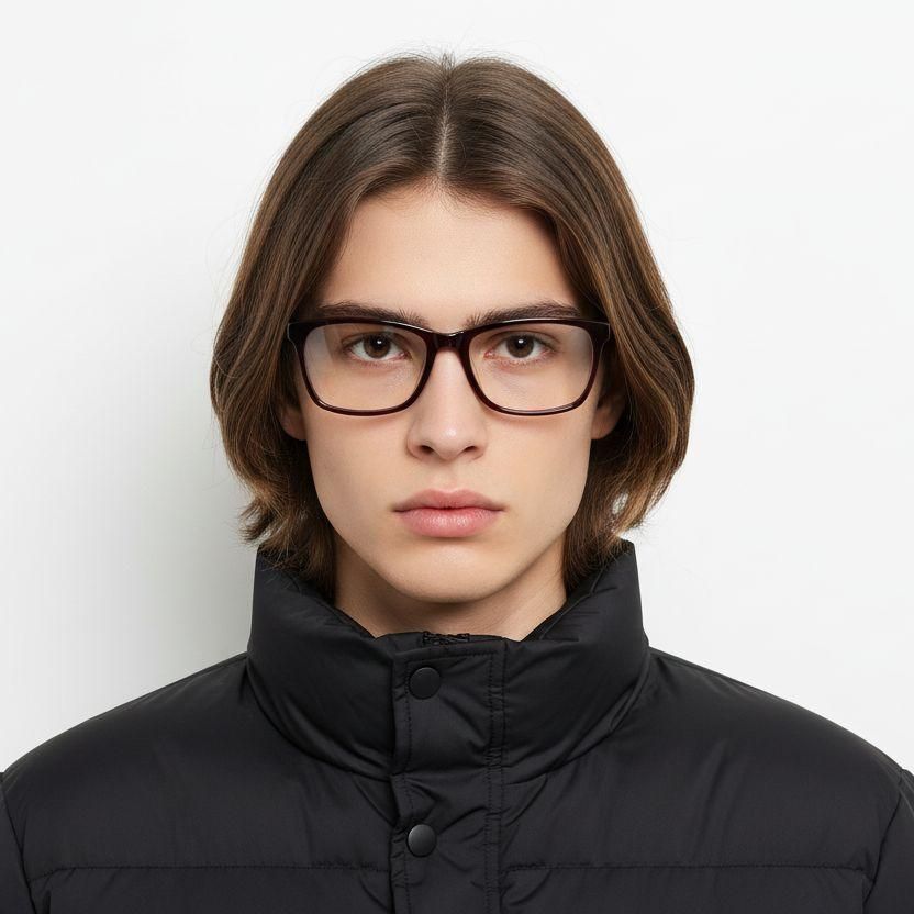 Rectangular Red Acetate Glasses #BS2012-0822