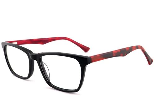 Rechteckige schwarze Acetatbrille #BS2012-0823