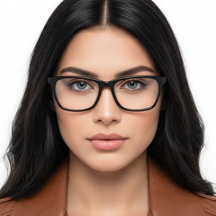 Lunettes rectangulaires en acétate noir #BS2012-0823