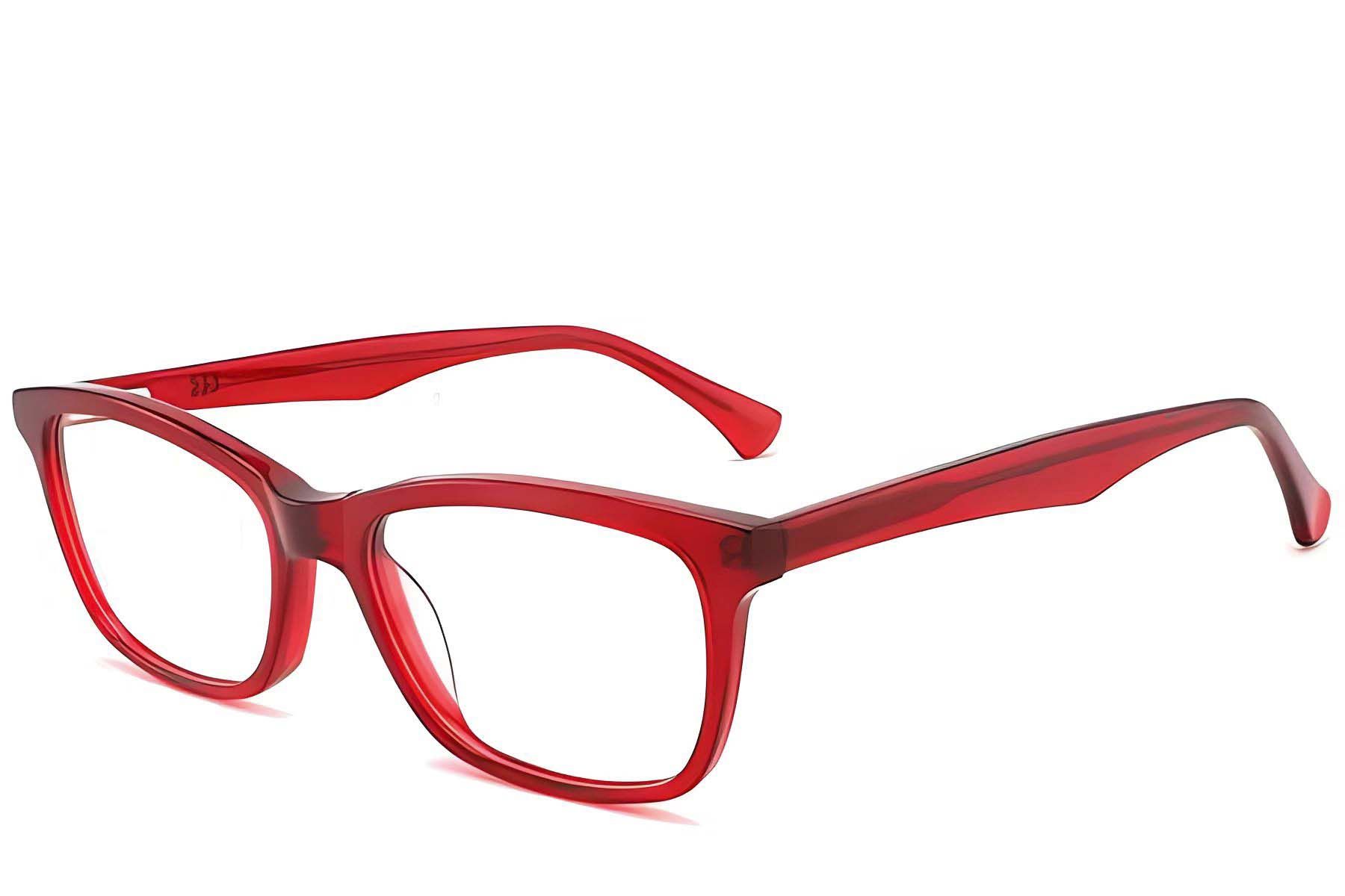 Rectangular Red Acetate Glasses #BS2012-0824