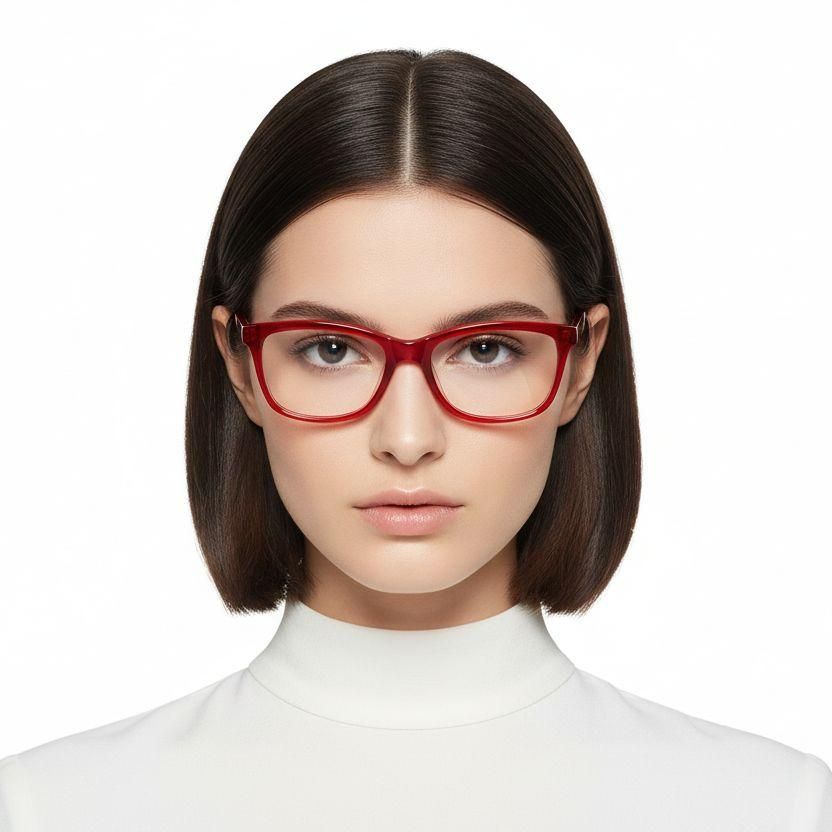 Rectangular Red Acetate Glasses #BS2012-0824