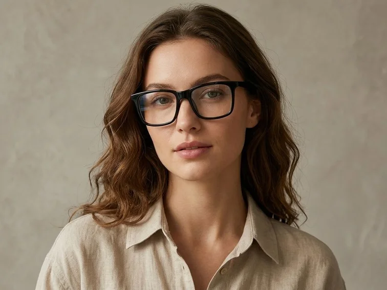 Rectangular Black Acetate Glasses #BS2012-0825