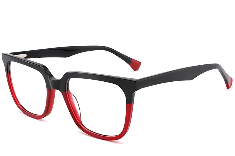 Rectangular Red Acetate Glasses #BS2012-0826