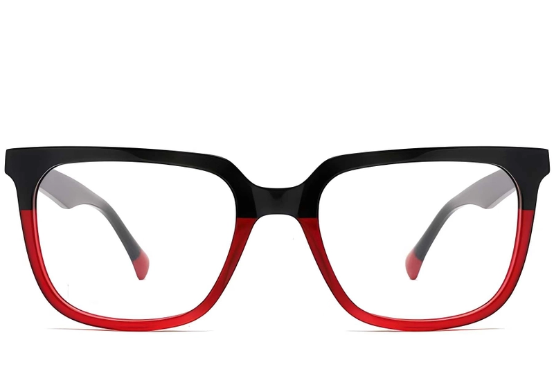 Rectangular Red Acetate Glasses #BS2012-0826