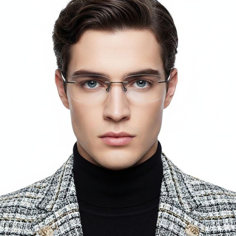 Gafas invisibles de metal gris #BS2012-0836