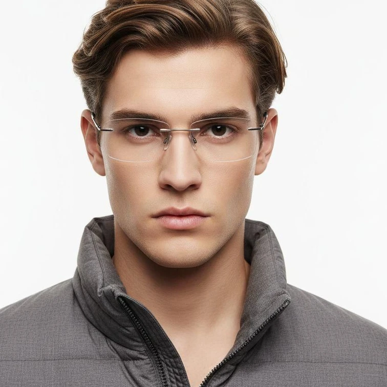 Lunettes invisibles en métal argenté #BS2012-0889