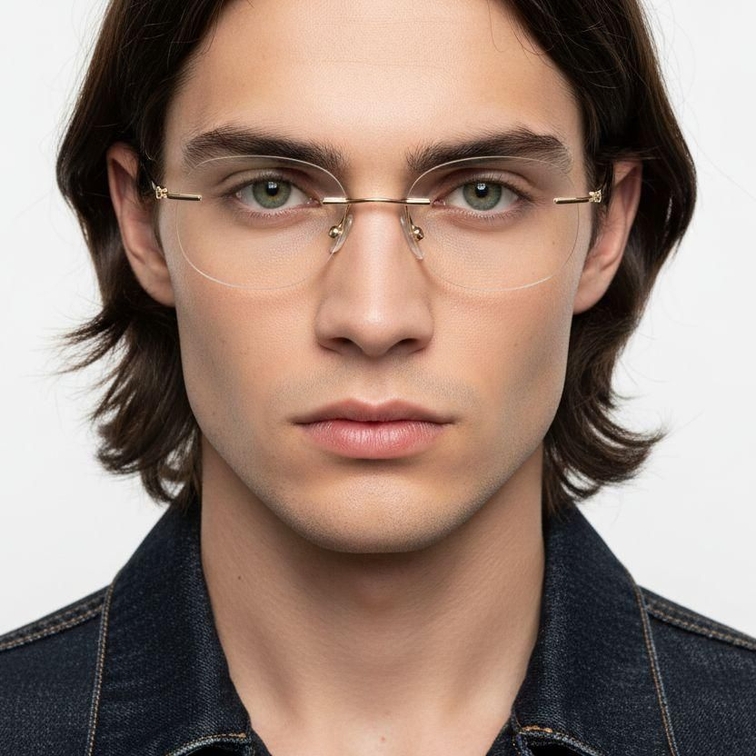 Gafas invisibles de metal dorado #BS2012-0922