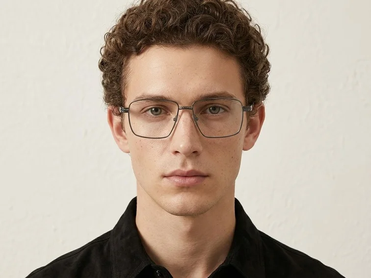 Rectangular Gray Metal Glasses #BS2012-0945