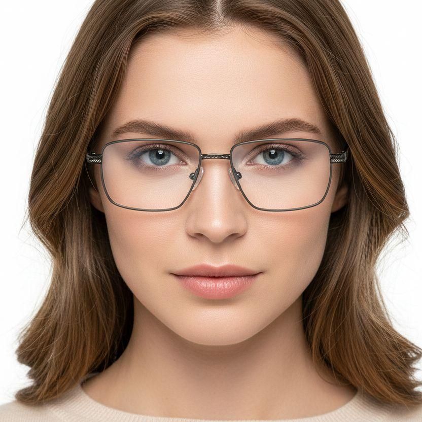 Rectangular Gray Metal Glasses #BS2012-0945