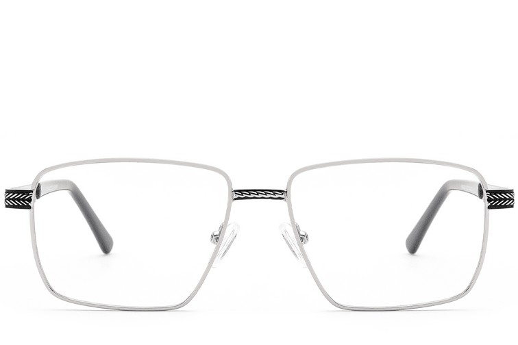 Gafas rectangulares de metal plateado #BS2012-0947