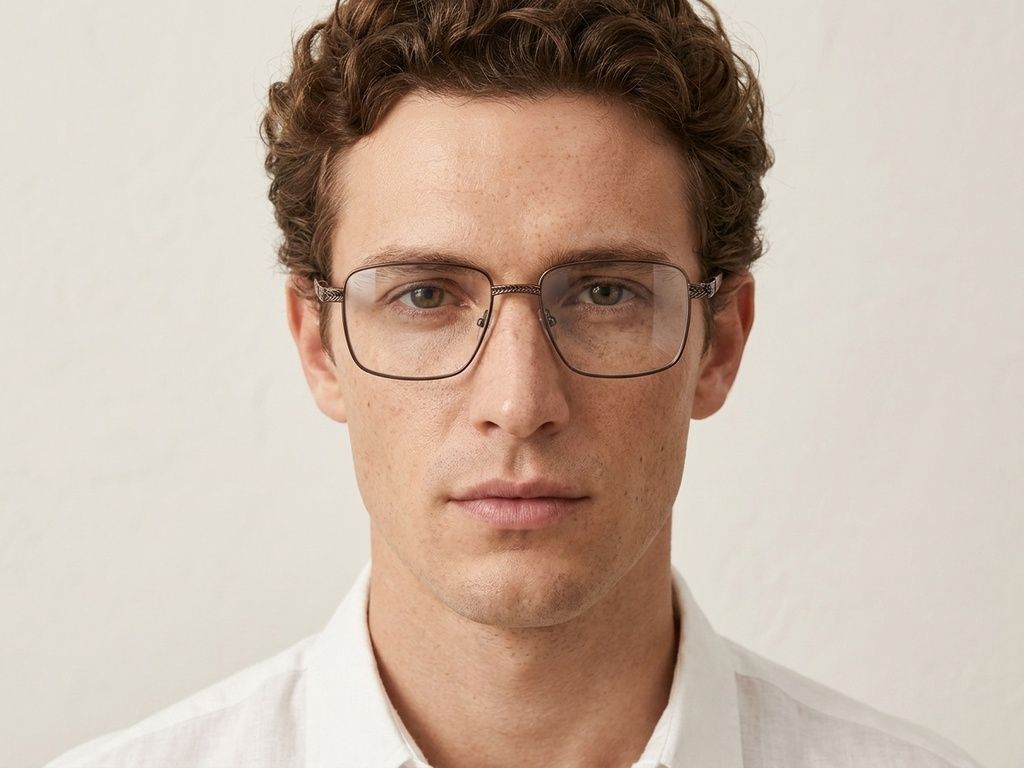 Lunettes rectangulaires en métal brun #BS2012-0948