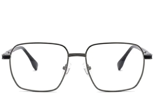 Lunettes rectangulaires en métal gris #BS2012-0950