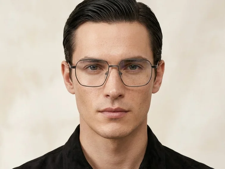 Rectangular Gray Metal Glasses #BS2012-0950