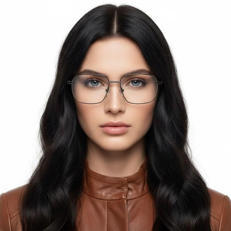 Rectangular Gray Metal Glasses #BS2012-0950