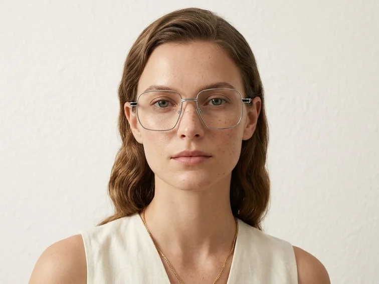 Rectangular Silver Metal Glasses #BS2012-0952