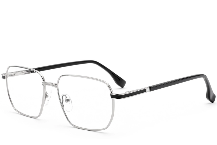 Gafas rectangulares de metal plateado #BS2012-0952