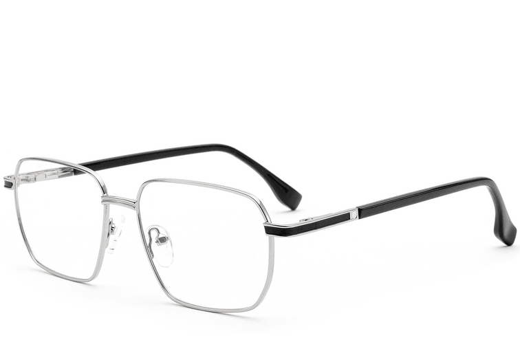 Gafas rectangulares de metal plateado #BS2012-0952
