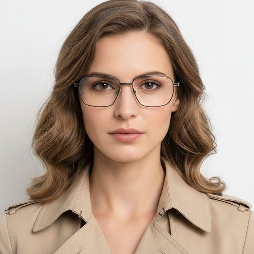 Lunettes rectangulaires en métal brun #BS2012-0953