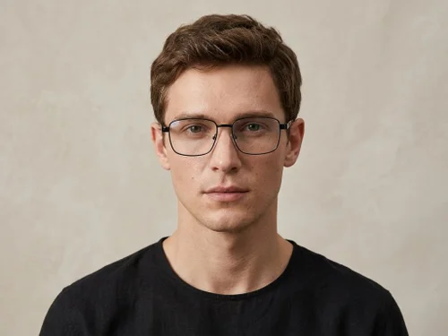 Lunettes rectangulaires en métal noir #BS2012-0956
