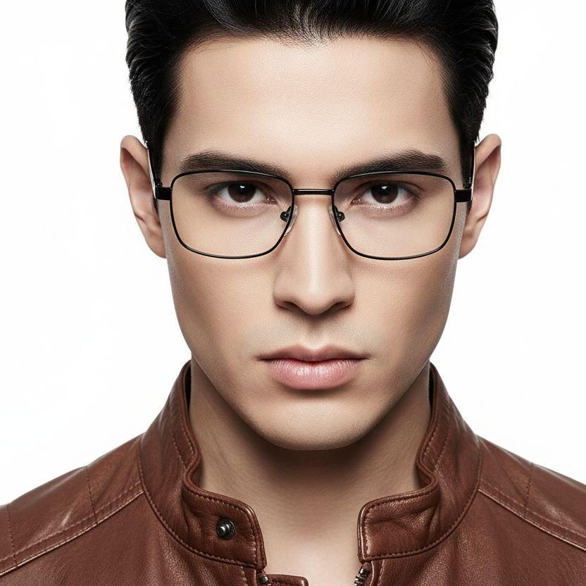 Gafas rectangulares de metal negro #BS2012-0956
