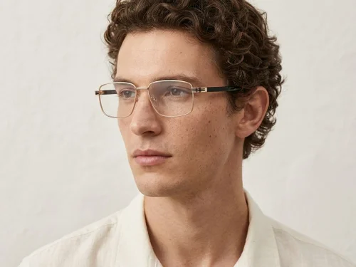 Lunettes rectangulaires en métal doré #BS2012-0996