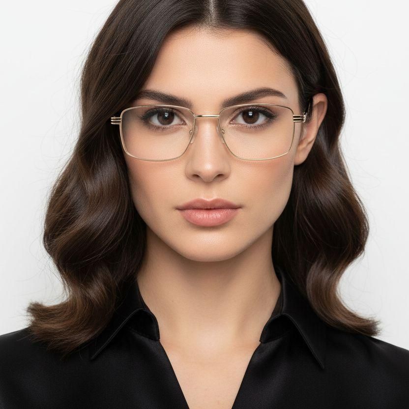 Rectangular Golden Metal Glasses #BS2012-0996