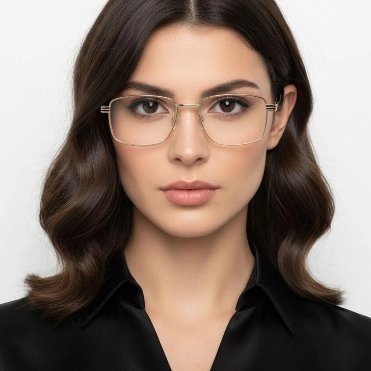 Rectangular Golden Metal Glasses #BS2012-0996