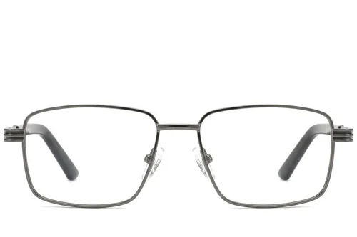 Lunettes rectangulaires en métal gris #BS2012-0997