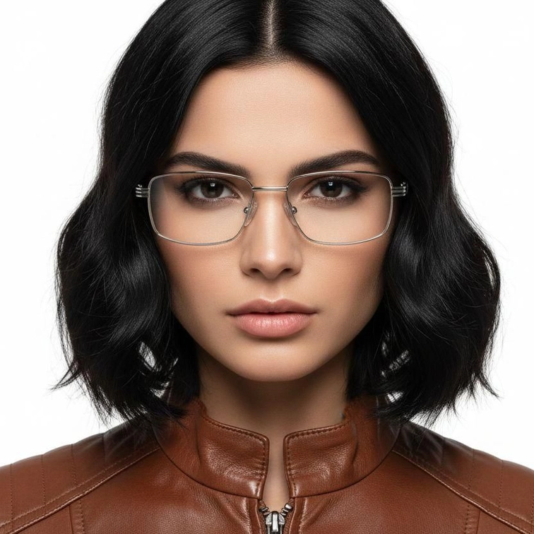 Rectangular Silver Metal Glasses #BS2012-0998