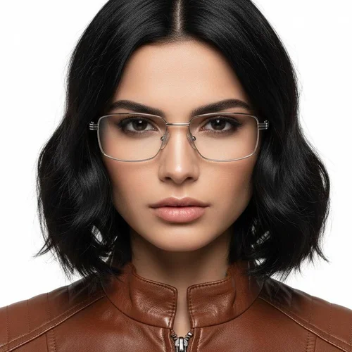 Lunettes rectangulaires en métal argenté #BS2012-0998