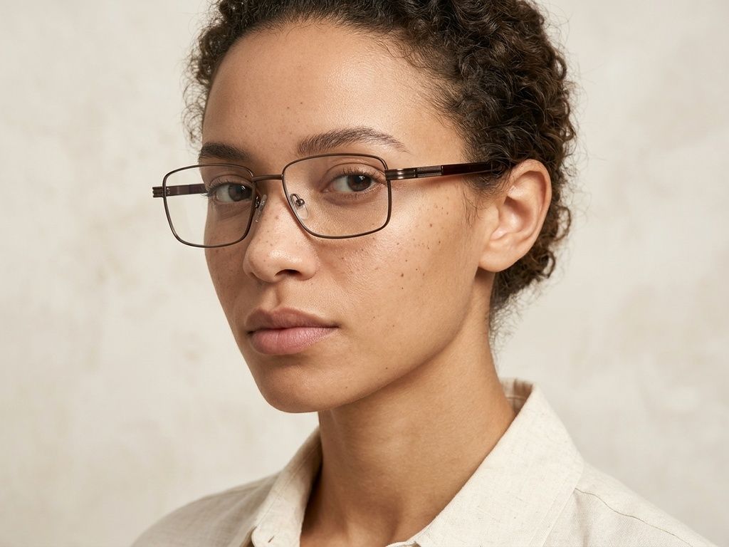 Rectangular Brown Metal Glasses #BS2012-0999
