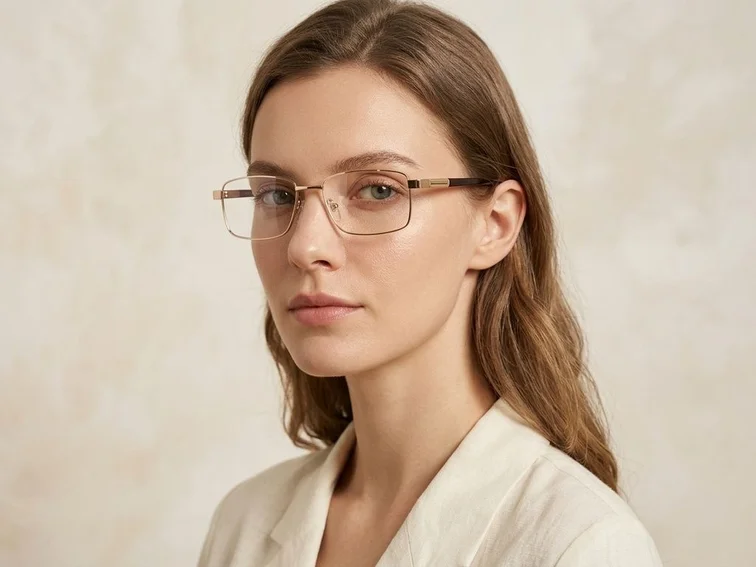 Rectangular Golden Metal Glasses #BS2012-1000