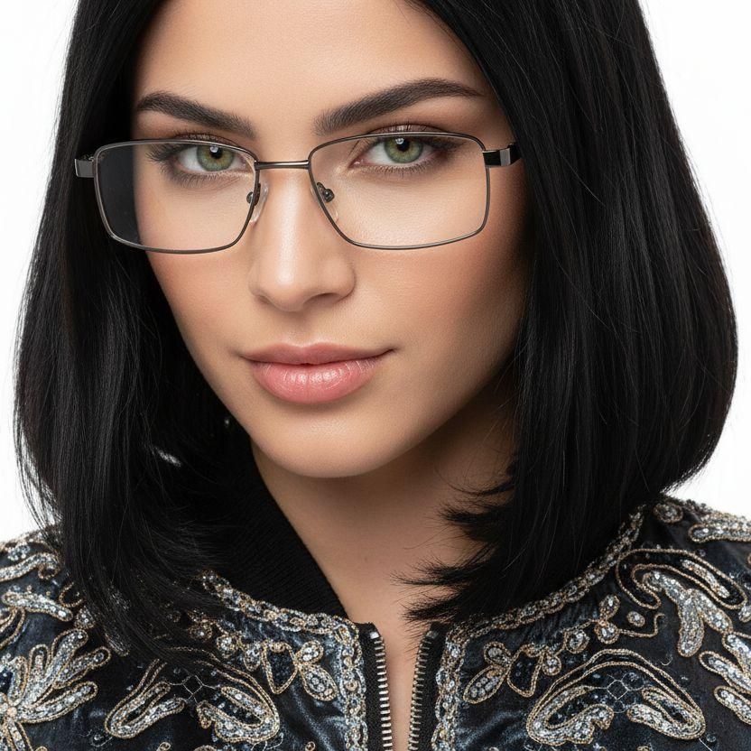 Rectangular Gray Metal Glasses #BS2012-1001