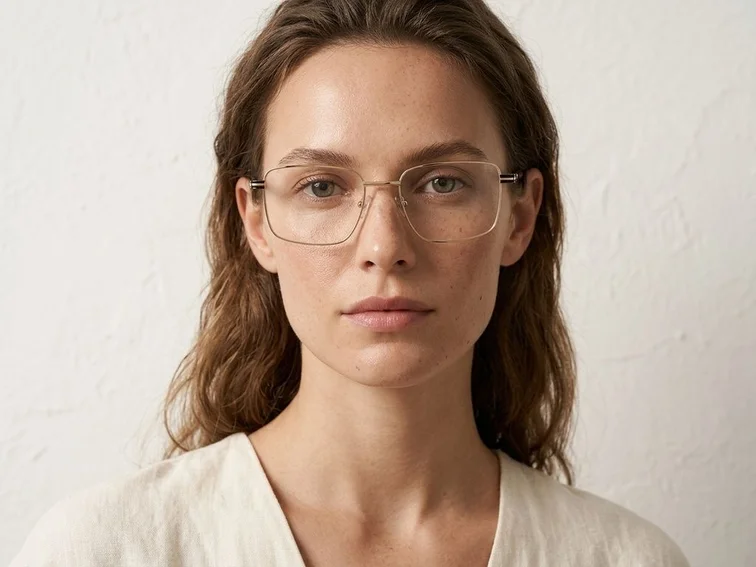 Rectangular Golden Metal Glasses #BS2012-1005