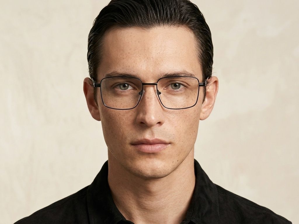Gafas rectangulares de metal negro #BS2012-1007