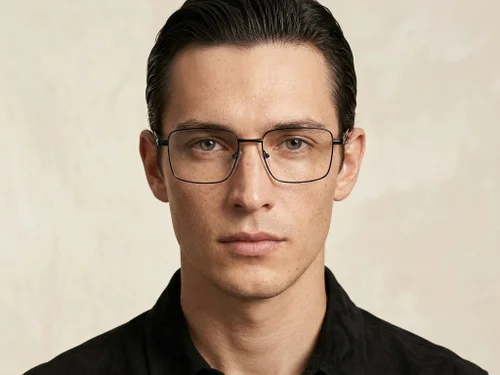 Lunettes rectangulaires en métal noir #BS2012-1007