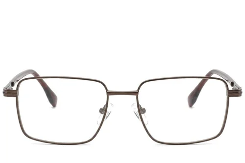 Lunettes rectangulaires en métal brun #BS2012-1009