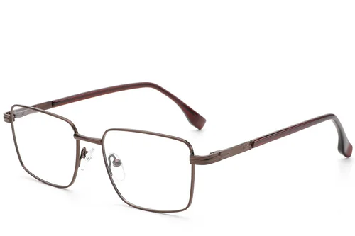 Lunettes rectangulaires en métal brun #BS2012-1009