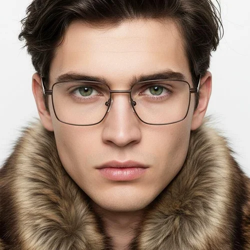 Lunettes rectangulaires en métal brun #BS2012-1009