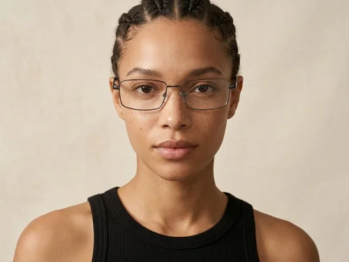 Lunettes rectangulaires en métal brun #BS2012-1011