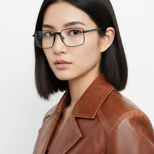 Lunettes rectangulaires en métal noir #BS2012-1014