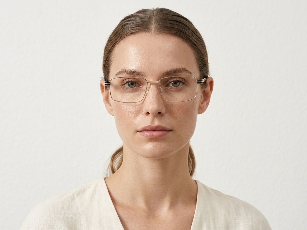 Lunettes rectangulaires en métal doré #BS2012-1017