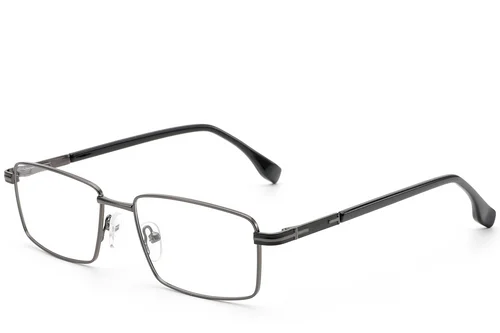 Lunettes rectangulaires en métal gris #BS2012-1018