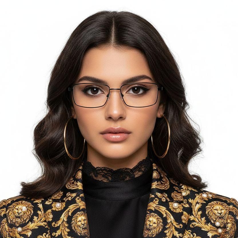 Lunettes rectangulaires en métal noir #BS2012-1019